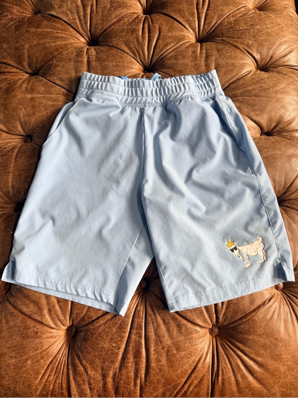 GOAT USA Youth XL Athletic Shorts Light Blue Crown Goat Logo Boys XL